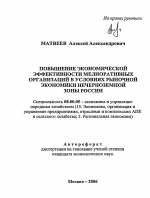 Повышение экономической эффективности мелиоративных организаций в условиях рыночной экономики Нечерноземной зоны России - тема автореферата по экономике, скачайте бесплатно автореферат диссертации в экономической библиотеке