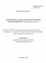 Формирование системы управления и поддержки малых предприятий - тема автореферата по экономике, скачайте бесплатно автореферат диссертации в экономической библиотеке