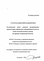 Региональный аспект развития организационно-правовых форм финансового предпринимательства на основе политики долевого участия - тема автореферата по экономике, скачайте бесплатно автореферат диссертации в экономической библиотеке