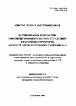 Формирование и проблемы совершенствования системы управления в рыночных структурах аграрной сферы Республики Таджикистан - тема автореферата по экономике, скачайте бесплатно автореферат диссертации в экономической библиотеке