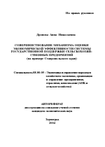Совершенствование механизма оценки экономической эффективности системы государственной поддержки сельскохозяйственных предприятий - тема автореферата по экономике, скачайте бесплатно автореферат диссертации в экономической библиотеке