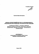 Оценка компетенций персонала промышленного предприятия при принятии управленческих решений - тема автореферата по экономике, скачайте бесплатно автореферат диссертации в экономической библиотеке