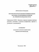Обоснование организационно-функционального механизма промышленного развития - тема автореферата по экономике, скачайте бесплатно автореферат диссертации в экономической библиотеке