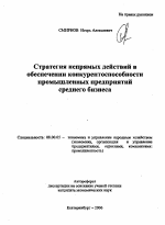 Стратегия непрямых действий в обеспечении конкурентоспособности промышленных предприятий среднего бизнеса - тема автореферата по экономике, скачайте бесплатно автореферат диссертации в экономической библиотеке
