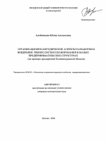 Организационно-методические аспекты разработки и внедрения гибких систем планирования в малых предпринимательских структурах - тема автореферата по экономике, скачайте бесплатно автореферат диссертации в экономической библиотеке