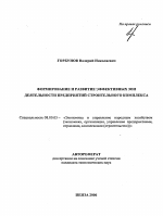 Формирование и развитие эффективных зон деятельности предприятий строительного комплекса - тема автореферата по экономике, скачайте бесплатно автореферат диссертации в экономической библиотеке