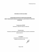 Экономические инструменты обеспечения инвестиционной привлекательности электроэнергетических проектов - тема автореферата по экономике, скачайте бесплатно автореферат диссертации в экономической библиотеке