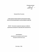 Социальные инвестиции в здравоохранение - тема автореферата по экономике, скачайте бесплатно автореферат диссертации в экономической библиотеке