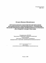 Организационно-экономический механизм муниципального инкубационного управления малыми предприятиями промышленности региона - тема автореферата по экономике, скачайте бесплатно автореферат диссертации в экономической библиотеке