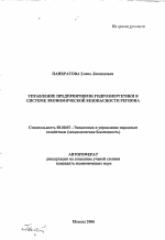 Управление предприятиями гидроэнергетики в системе экономической безопасности региона - тема автореферата по экономике, скачайте бесплатно автореферат диссертации в экономической библиотеке