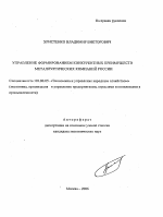 Управление формированием конкурентных преимуществ металлургических компаний России - тема автореферата по экономике, скачайте бесплатно автореферат диссертации в экономической библиотеке