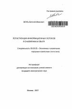 Логистизация информационных потоков в снабжении и сбыте - тема автореферата по экономике, скачайте бесплатно автореферат диссертации в экономической библиотеке