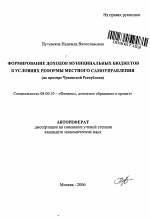 Формирование доходов муниципальных бюджетов в условиях реформы местного самоуправления - тема автореферата по экономике, скачайте бесплатно автореферат диссертации в экономической библиотеке