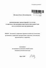 Формирование эффективной стратегии развития и управления конкурентоспособностью металлургических предприятий - тема автореферата по экономике, скачайте бесплатно автореферат диссертации в экономической библиотеке