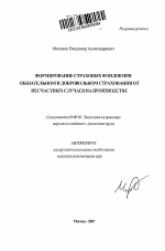Формирование страховых фондов при обязательном и добровольном страховании от несчастных случаев на производстве - тема автореферата по экономике, скачайте бесплатно автореферат диссертации в экономической библиотеке