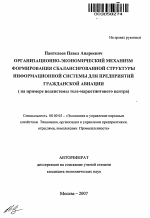 Организационно-экономический механизм формирования сбалансированной структуры информационной системы для предприятий гражданской авиации - тема автореферата по экономике, скачайте бесплатно автореферат диссертации в экономической библиотеке