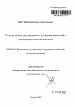 Государственное регулирование естественных монополий в электроэнергетическом комплексе - тема автореферата по экономике, скачайте бесплатно автореферат диссертации в экономической библиотеке