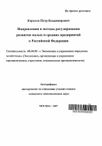Направления и методы регулирования развития малых и средних предприятий в Российской Федерации - тема автореферата по экономике, скачайте бесплатно автореферат диссертации в экономической библиотеке