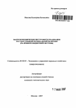 Макроэкономические инструменты реализации государственной региональной политики - тема автореферата по экономике, скачайте бесплатно автореферат диссертации в экономической библиотеке