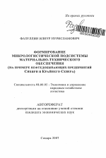 Формирование микрологистической подсистемы материально-технического обеспечения - тема автореферата по экономике, скачайте бесплатно автореферат диссертации в экономической библиотеке