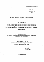 Развитие организационно-экономических отношений на муниципальном уровне в России - тема автореферата по экономике, скачайте бесплатно автореферат диссертации в экономической библиотеке