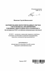 Формирование интегрированных систем управления на предприятиях топливно-энергетического комплекса - тема автореферата по экономике, скачайте бесплатно автореферат диссертации в экономической библиотеке