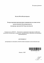 Реструктуризация промышленного предприятия на основе метода организационной сбалансированности - тема автореферата по экономике, скачайте бесплатно автореферат диссертации в экономической библиотеке