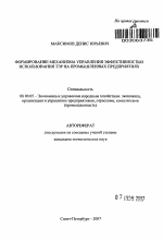 Формирование механизма управления эффективностью использования ТЭР на промышленных предприятиях - тема автореферата по экономике, скачайте бесплатно автореферат диссертации в экономической библиотеке