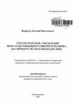 Стратегическое управление пространственным развитием региона - тема автореферата по экономике, скачайте бесплатно автореферат диссертации в экономической библиотеке