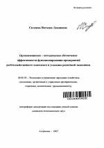 Организационно-методическое обеспечение эффективности функционирования предприятий рыбохозяйственного комплекса в условиях рыночной экономики - тема автореферата по экономике, скачайте бесплатно автореферат диссертации в экономической библиотеке