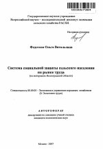 Система социальной защиты сельского населения на рынке труда - тема автореферата по экономике, скачайте бесплатно автореферат диссертации в экономической библиотеке