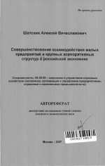 Совершенствование взаимодействия малых предприятий и крупных корпоративных структур в российской экономике - тема автореферата по экономике, скачайте бесплатно автореферат диссертации в экономической библиотеке