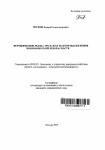 Формирование рынка труда как фактор обеспечения экономической безопасности - тема автореферата по экономике, скачайте бесплатно автореферат диссертации в экономической библиотеке