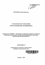 Стратегическое управление светотехническим предприятием - тема автореферата по экономике, скачайте бесплатно автореферат диссертации в экономической библиотеке