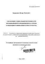 Управление социальным потенциалом промышленного предприятия на основе концепции развивающего пространства - тема автореферата по экономике, скачайте бесплатно автореферат диссертации в экономической библиотеке