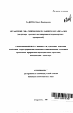 Управление стратегическим развитием организации - тема автореферата по экономике, скачайте бесплатно автореферат диссертации в экономической библиотеке