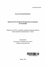 Инфраструктура развития человеческого потенциала организации - тема автореферата по экономике, скачайте бесплатно автореферат диссертации в экономической библиотеке