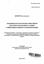 Экономическое обоснование эффективной деятельности компании в условиях развивающихся рынков угольной продукции - тема автореферата по экономике, скачайте бесплатно автореферат диссертации в экономической библиотеке