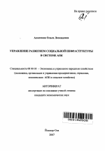 Управление развитием социальной инфраструктуры в системе АПК - тема автореферата по экономике, скачайте бесплатно автореферат диссертации в экономической библиотеке