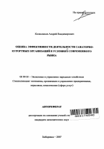 Оценка эффективности деятельности санаторно-курортных организаций в условиях современного рынка - тема автореферата по экономике, скачайте бесплатно автореферат диссертации в экономической библиотеке