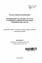 Формирование кластерной стратегии устойчивого развития региональных экономических систем - тема автореферата по экономике, скачайте бесплатно автореферат диссертации в экономической библиотеке