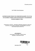 Формирование процессно-ориентированной структуры управления среднего многопрофильного предприятия корпоративного типа - тема автореферата по экономике, скачайте бесплатно автореферат диссертации в экономической библиотеке