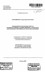 Экономическая безопасность в корпоративных хозяйственных структурах автомобилестроения и пути ее обеспечения - тема автореферата по экономике, скачайте бесплатно автореферат диссертации в экономической библиотеке