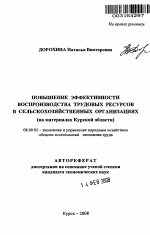 Повышение эффективности воспроизводства трудовых ресурсов в сельскохозяйственных организациях - тема автореферата по экономике, скачайте бесплатно автореферат диссертации в экономической библиотеке