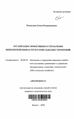 Организация эффективного управления инженерной инфраструктурой сельских территорий - тема автореферата по экономике, скачайте бесплатно автореферат диссертации в экономической библиотеке