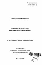 Налоговое планирование в организациях малого бизнеса - тема автореферата по экономике, скачайте бесплатно автореферат диссертации в экономической библиотеке