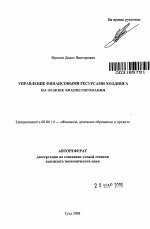 Управление финансовыми ресурсами холдинга на основе бюджетирования - тема автореферата по экономике, скачайте бесплатно автореферат диссертации в экономической библиотеке