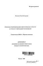 Проблемы реформирования энергетических структур в странах с переходной экономикой - тема автореферата по экономике, скачайте бесплатно автореферат диссертации в экономической библиотеке