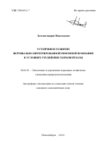 Устойчивое развитие вертикально интегрированной нефтяной компании в условиях ухудшения сырьевой базы - тема автореферата по экономике, скачайте бесплатно автореферат диссертации в экономической библиотеке