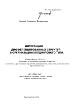 Интеграция дифференцированных структур в организации холдингового типа - тема автореферата по экономике, скачайте бесплатно автореферат диссертации в экономической библиотеке